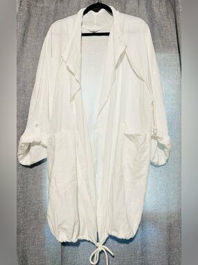 NWOT Coral Bay 100% Linen Open Front Boho Drawstring Duster Coastal Summer Layer